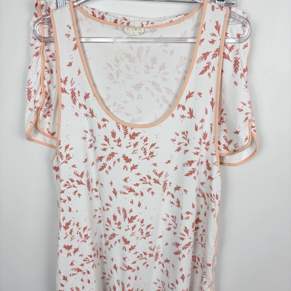 LAKE Pajamas Short Set Peach & White Floral Size XLarge - Picture 3 of 13